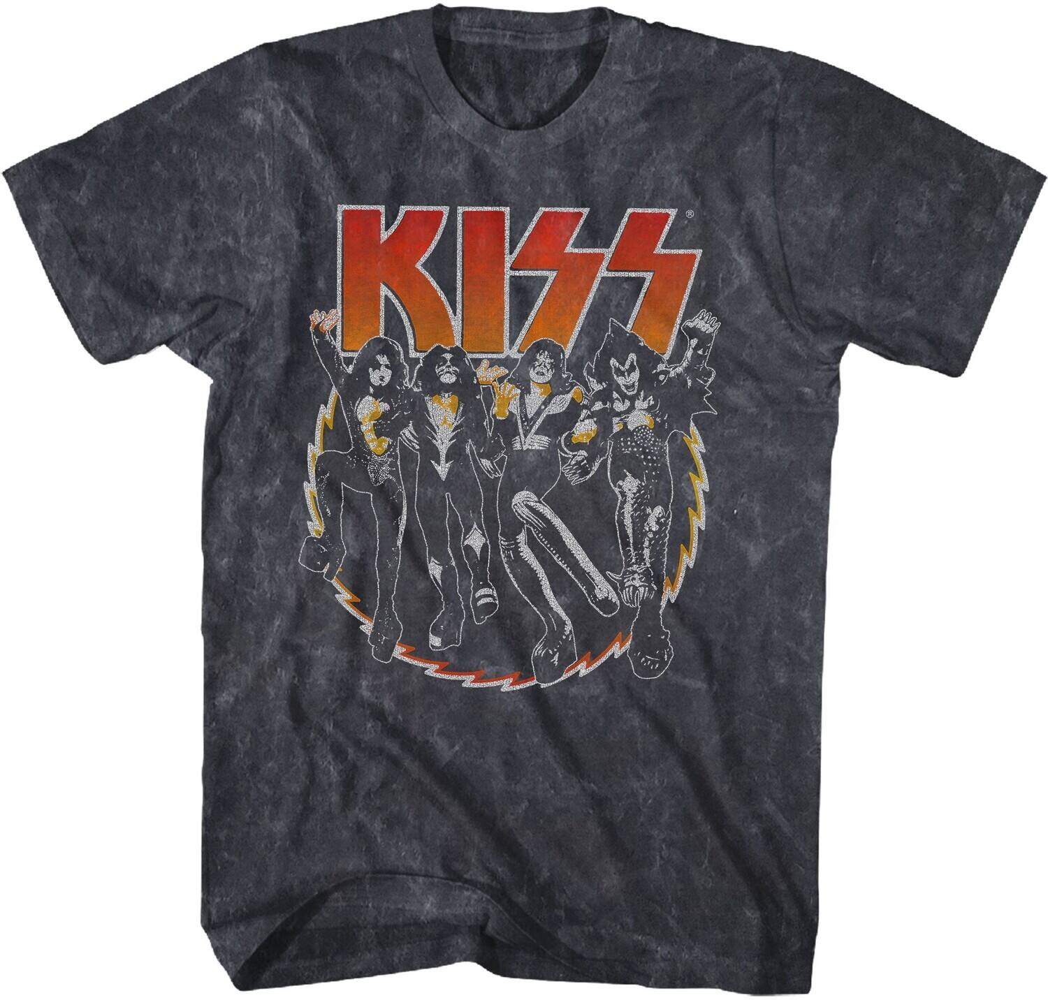 Front. PopMarket - Kiss - Kiss - Buzz T-Shirt - Large Black Mineral Wash 38101116A3   - APPAREL - Multicolor.