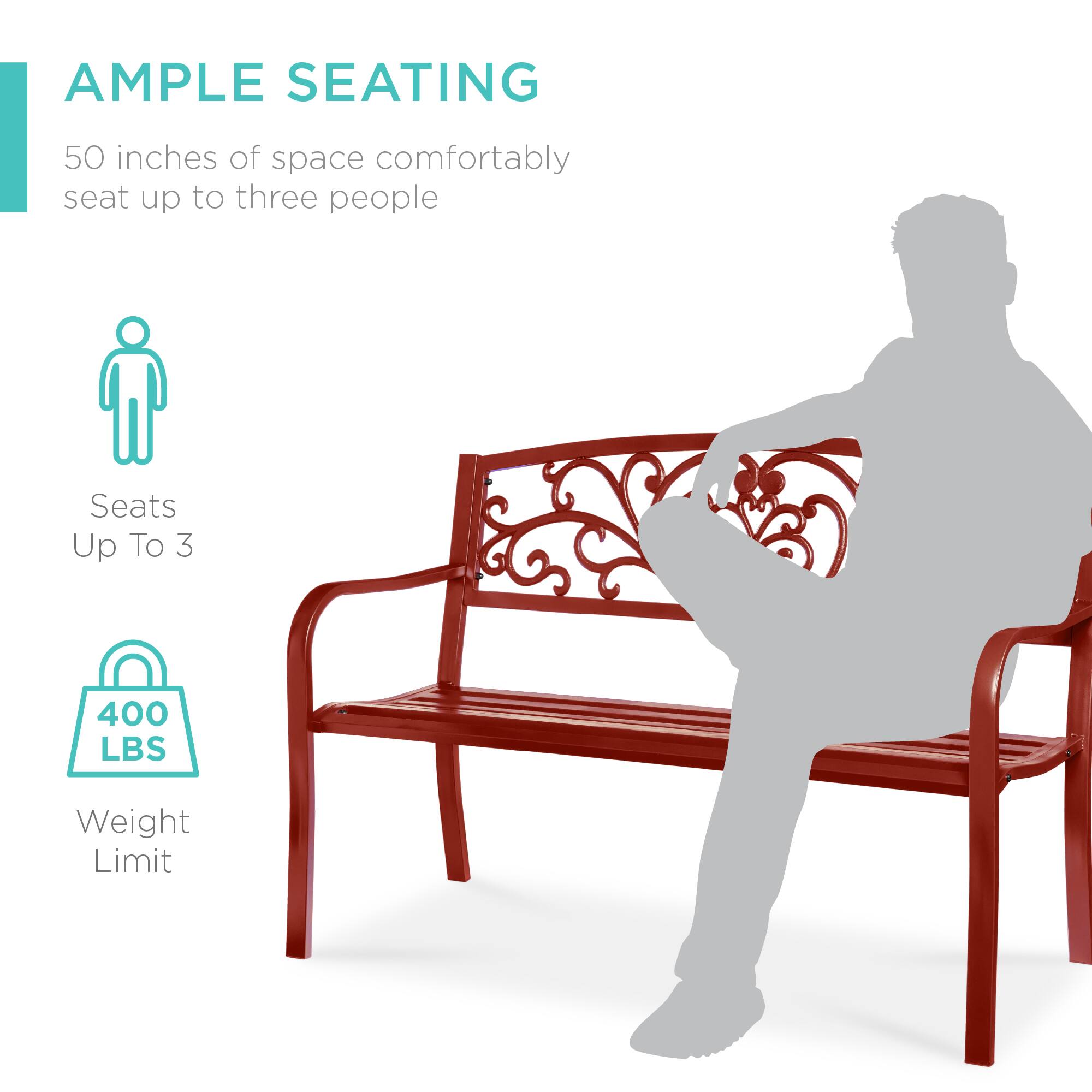 AMPLE SEATING

50 inches of space comfortably seat up to three people

Seats Up To 3

400 LBS Weight Limit