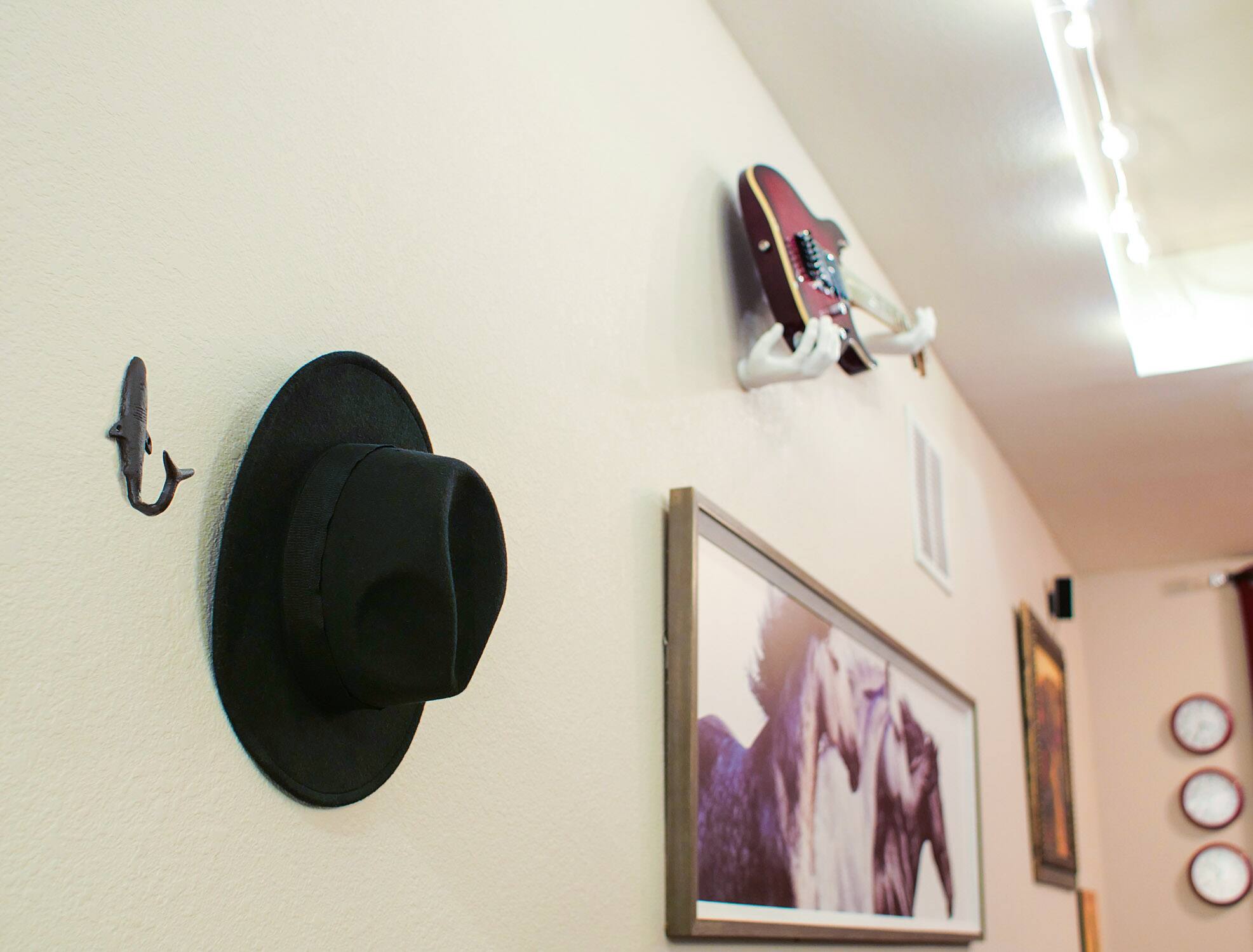 Alt View 4. Zeckos - 4 Piece Rustic Nautical Colored Finish Cast Iron Shark Wall Hook Set - Nautical Tones.