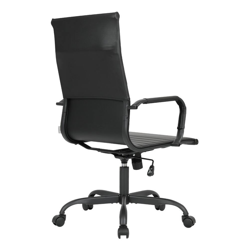 Alt View 4. LeisureMod - Harris Ergonomic High-Back Office Chair Leather Upholstery, Adjustable Swivel, Tilt, and Black Iron Frame - Black.