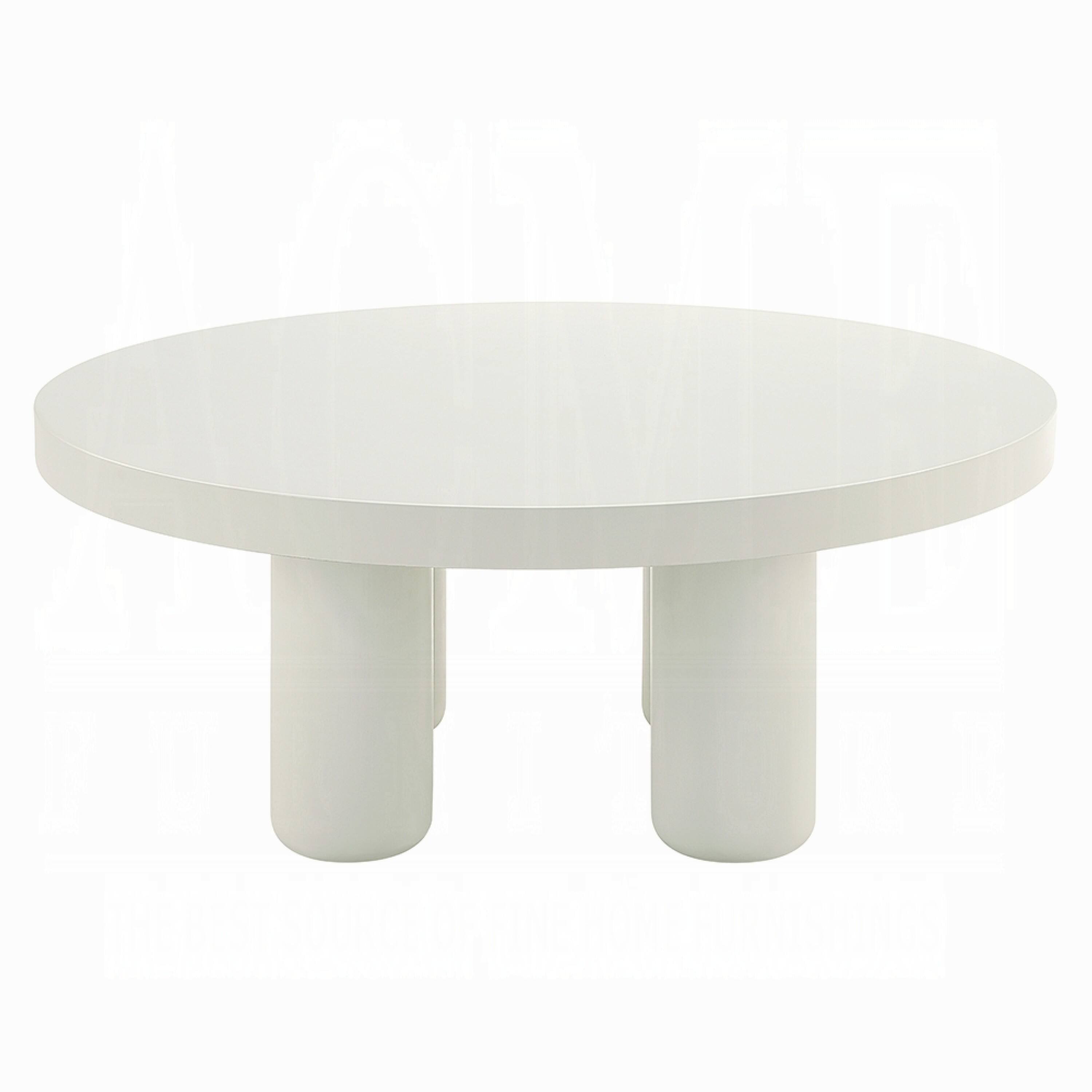 Alt View 1. Manhattan Lane - Sana Round Coffee Table with 4 Round Legs, Modern White Finish 35 Inch - White.