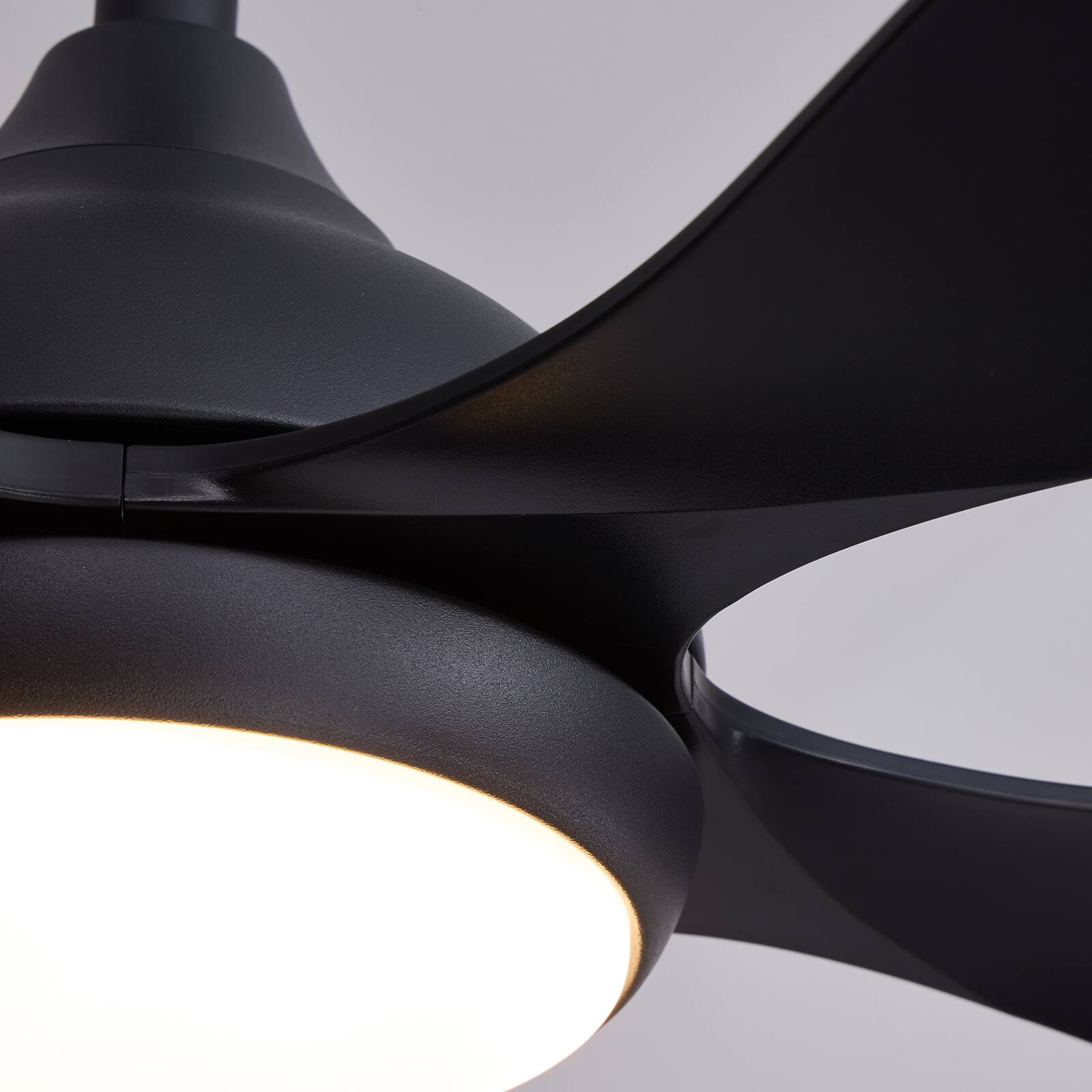 Alt View 7. Siljoy - 52 Inch 5 Blade Matte Black Modern Ceiling Fan with Dimmable LED Light Remote and App Control for Bedroom Living Room - Matte Black.