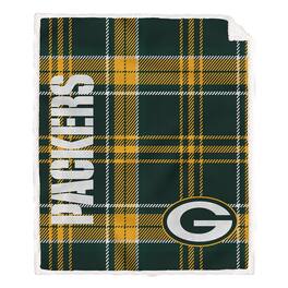 Pegasus - Green Bay Packers 50" x 60" Playmaker Plaid Ultra Cozy Sherpa Throw - Multicolor