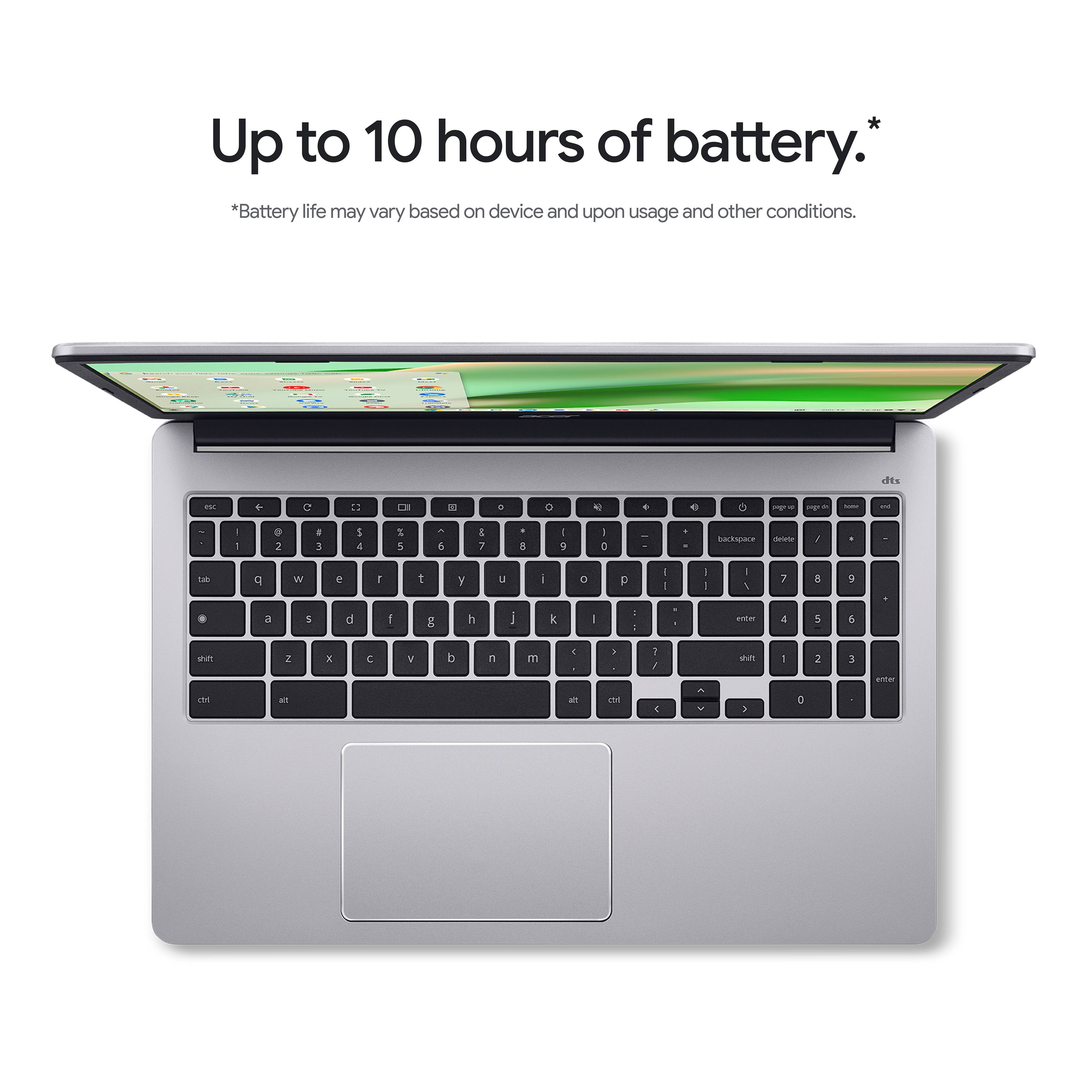 Up to 10 hours of battery life. Battery life may vary based on device and usage conditions.