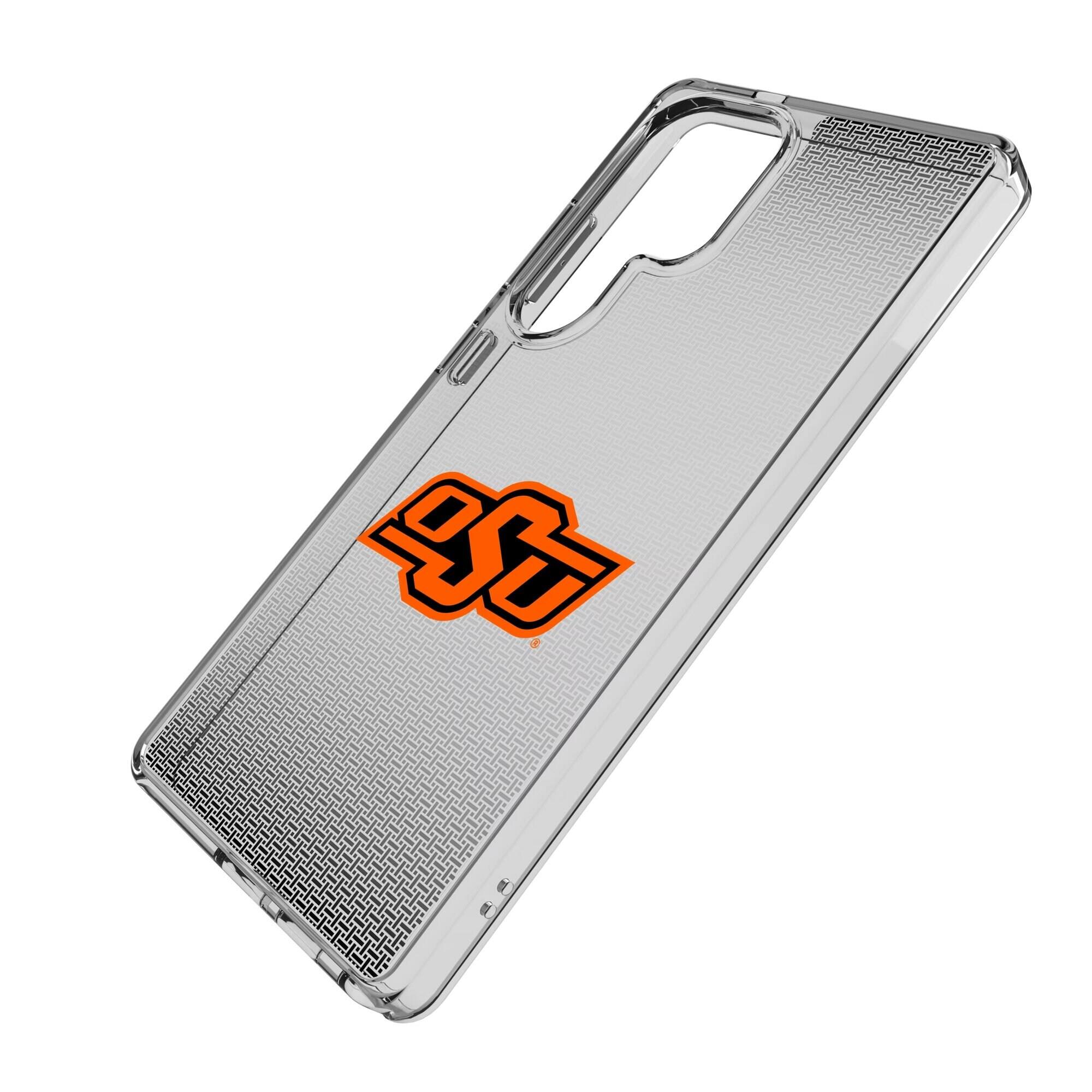 Alt View 1. Keyscaper - Oklahoma State Cowboys Linen Logo Galaxy Clear Case - S21 Plus - Multicolor.