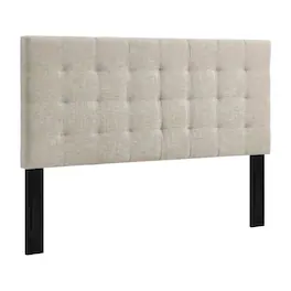 FurniFact - Tufted Upholstered Headboard in Linen Fabric, Elegant Design for King Bed - Beige