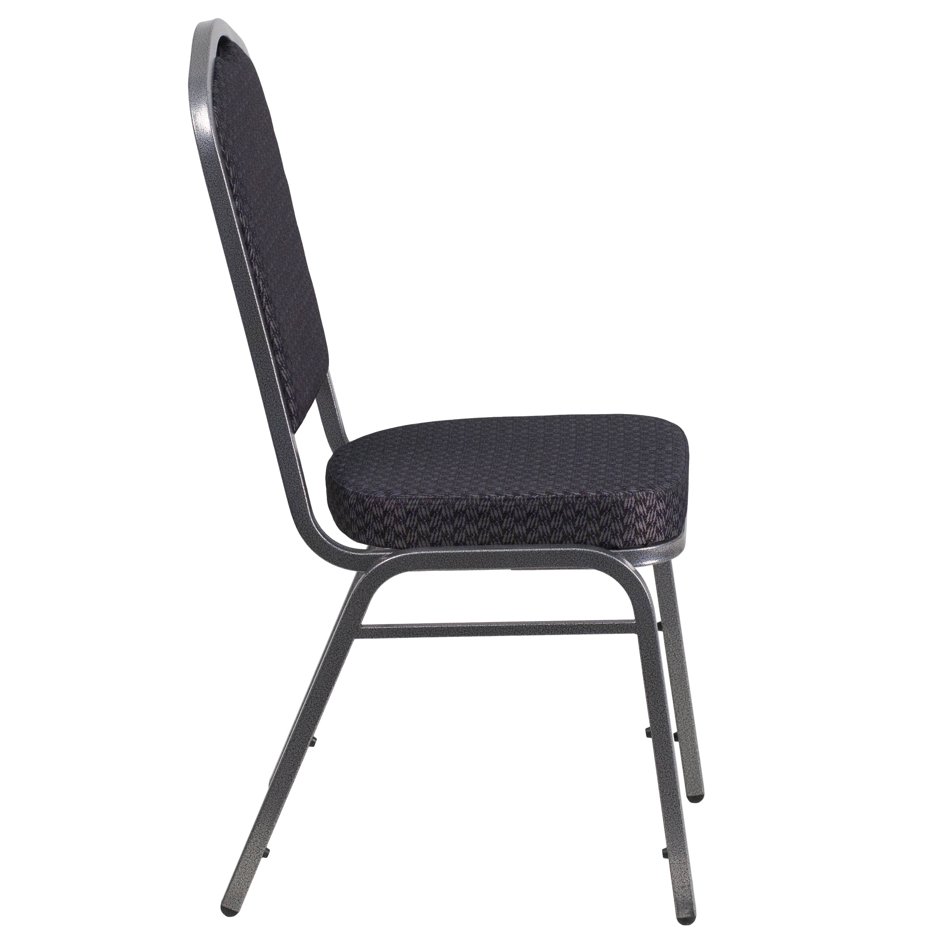 Alt View 6. Emma + Oliver - Crown Back Stacking Banquet Dining Chair - Black Patterned Fabric/Silver Vein Frame.