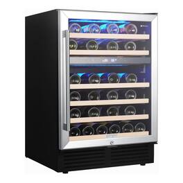 Acekool - Single-Zone Dual Temperature Built-In or Freestanding 46 Bottle Wine Cooler Refrigerator for Home Commercial Use - Black