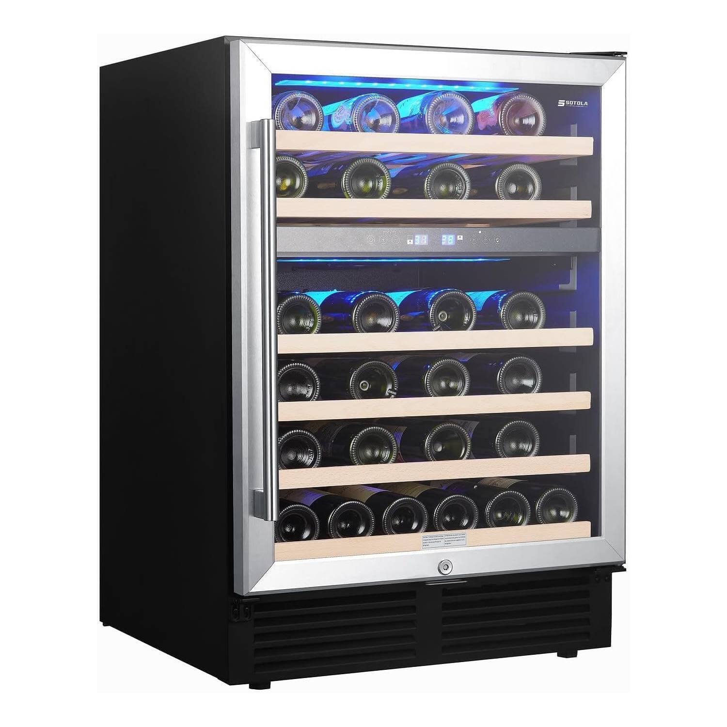 Front. Acekool - Single-Zone Dual Temperature Built-In or Freestanding 46 Bottle Wine Cooler Refrigerator for Home Commercial Use - Black.