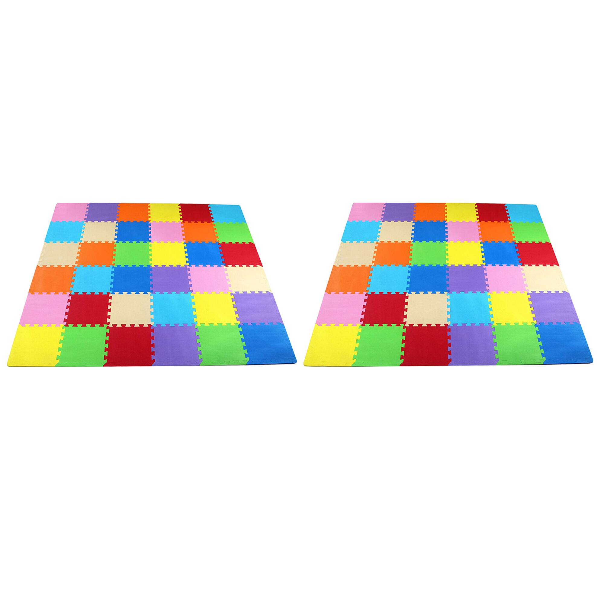 Front. BalanceFrom Fitness - BalanceFrom 9 Color Extra Thick Interlocking Foam Exercise Play Mats (2 Pack) - Multicolor.