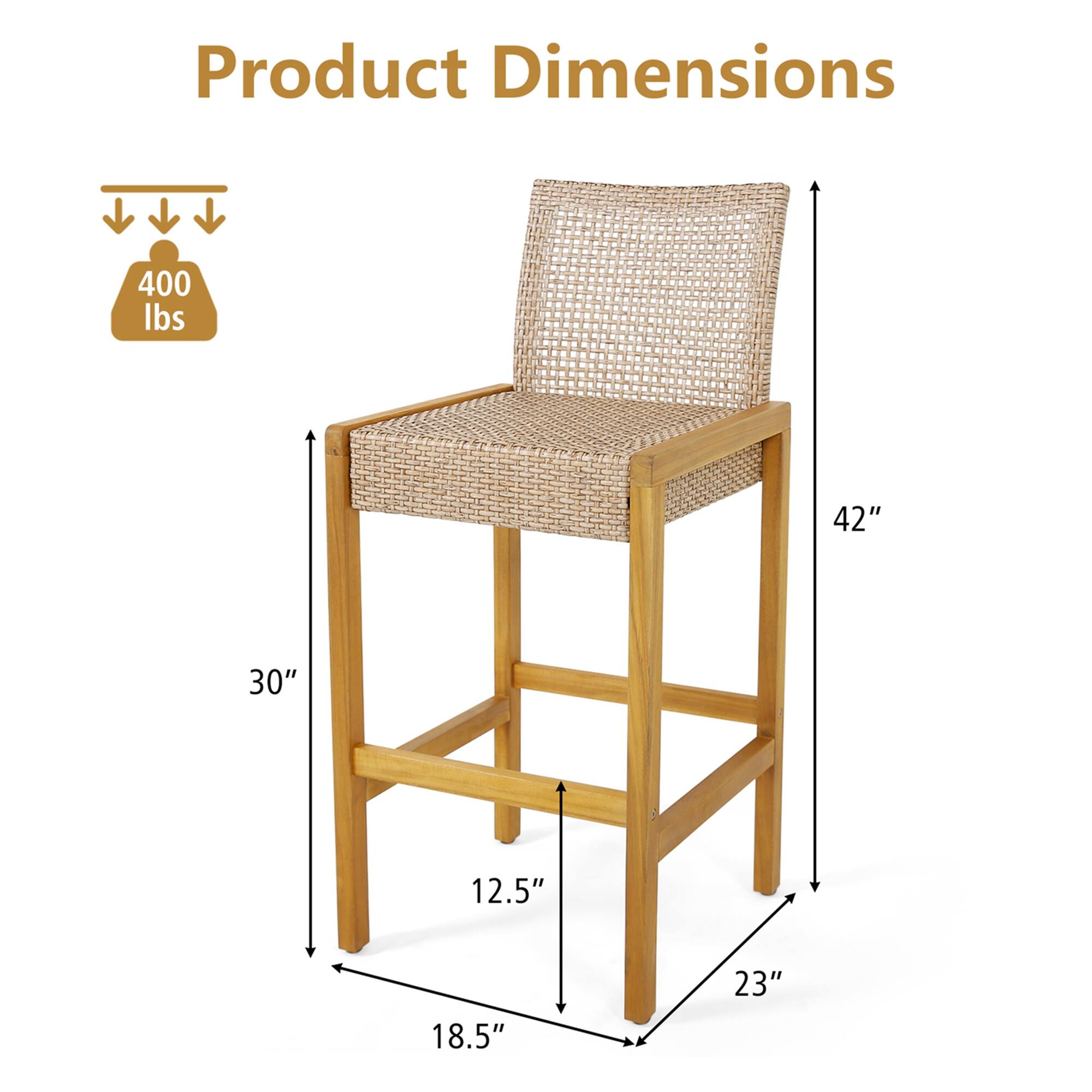 Product Dimensions: 400 lbs, 42", 30", 12.5", 18.5", 23"