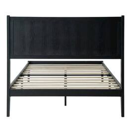 FurniFact - Solid Wood Platform Bed - Ebony Oak