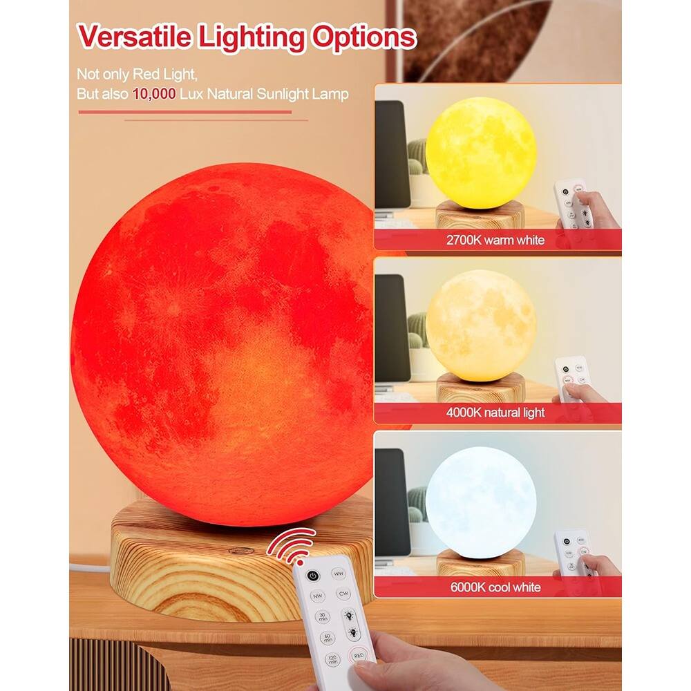 Versatile Lighting Options  
Not only Red Light, But also 10,000 Lux Natural Sunlight Lamp  

2700K warm white  
4000K natural light  
6000K cool white