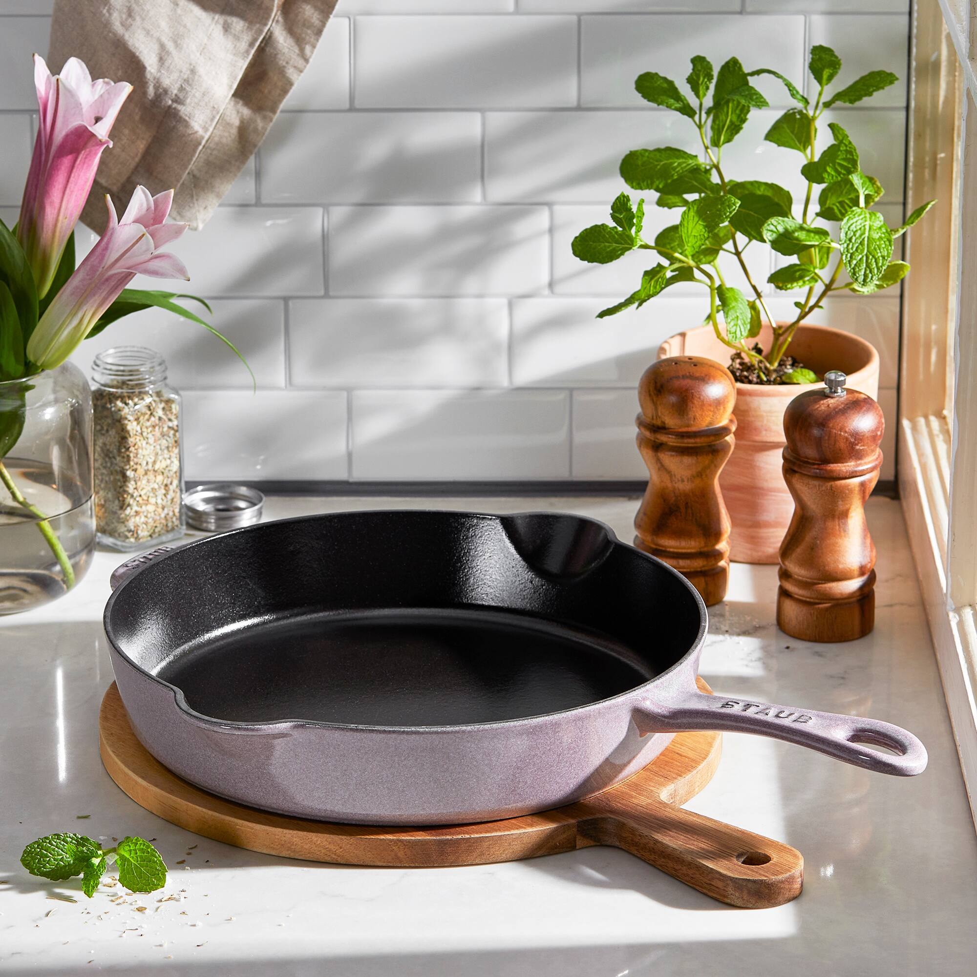 Alt View 1. Staub - STAUB Cast Iron 11-inch Traditional Deep Skillet - Lilac - Lilac.