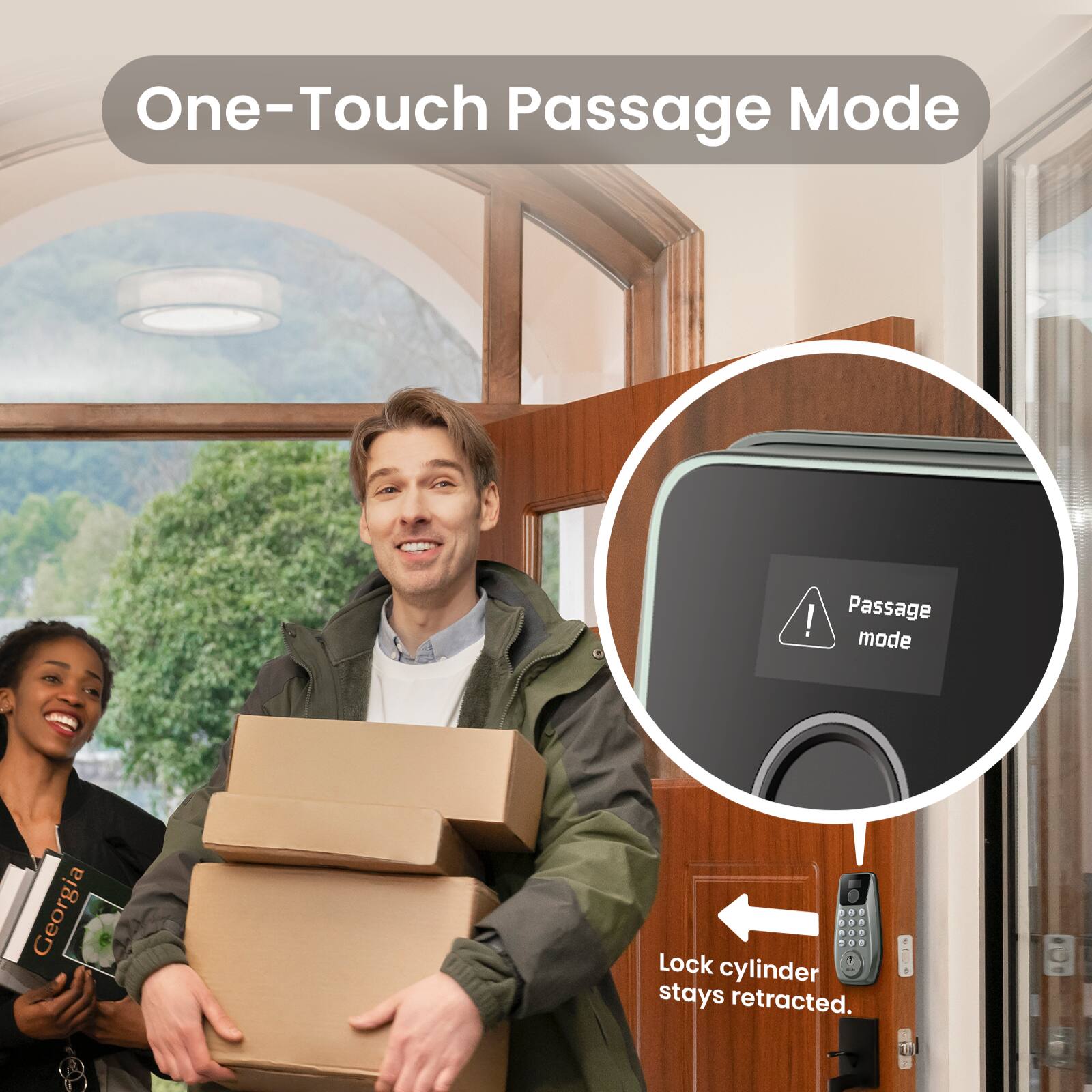 One-Touch Passage Mode! Passage mode Georgia - 2. Lock cylinder stays retracted.