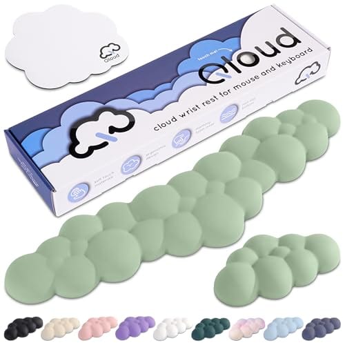 Cozy Serene - Qloud Cloud Wrist Rest for Computer Pad Memory Foam Non Slip Base Comes with Mouse - White CLOUD SOFT COMFORT - Ahigh - Pastel Green
