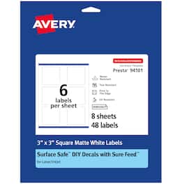 Avery - Durable Removable Square Labels, 3" x 3", 48 Labels - White
