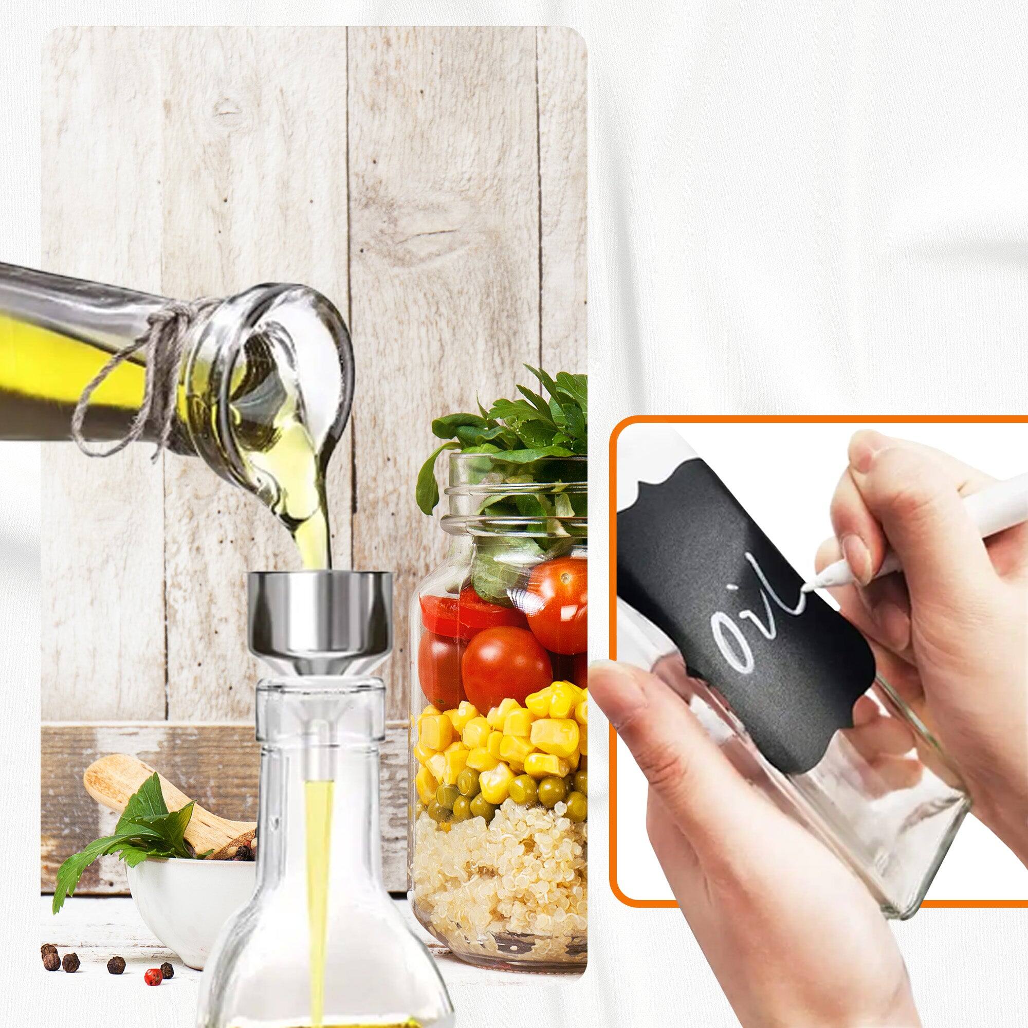 Alt View 1. Cheer Collection - 2 Pack Glass Olive Oil Dispenser Set 17oz with Funnel Brush Spouts and Labels - Clear.