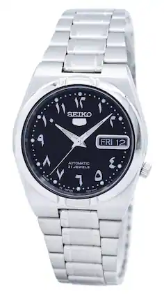 Seiko - 5 Automatic SNK063J5 Unisex Watch Stainless Steel Black Dial 30M - Silver/Black