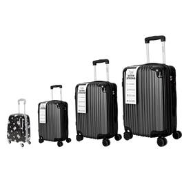 BreeBe - Lightweight 4-Piece ABS Luggage Set 16/20/25/29 Inch, Carry-On and Checked Suitcases with Swivel Wheels - Black