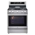 LG - 30-in Wide 6.3 Cu. Ft. Freestanding Gas True Convection Smart Range with 5 Burners, Air Fry and UltraHeat 20K Burner - Stainless Steel