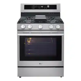 LG - 30-in Wide 6.3 Cu. Ft. Freestanding Gas True Convection Smart Range with 5 Burners, Air Fry and UltraHeat 20K Burner - Stainless Steel
