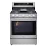 LG - 30-in Wide 6.3 Cu. Ft. Freestanding Gas True Convection Smart Range with 5 Burners, Air Fry and UltraHeat 20K Burner - Stainless Steel