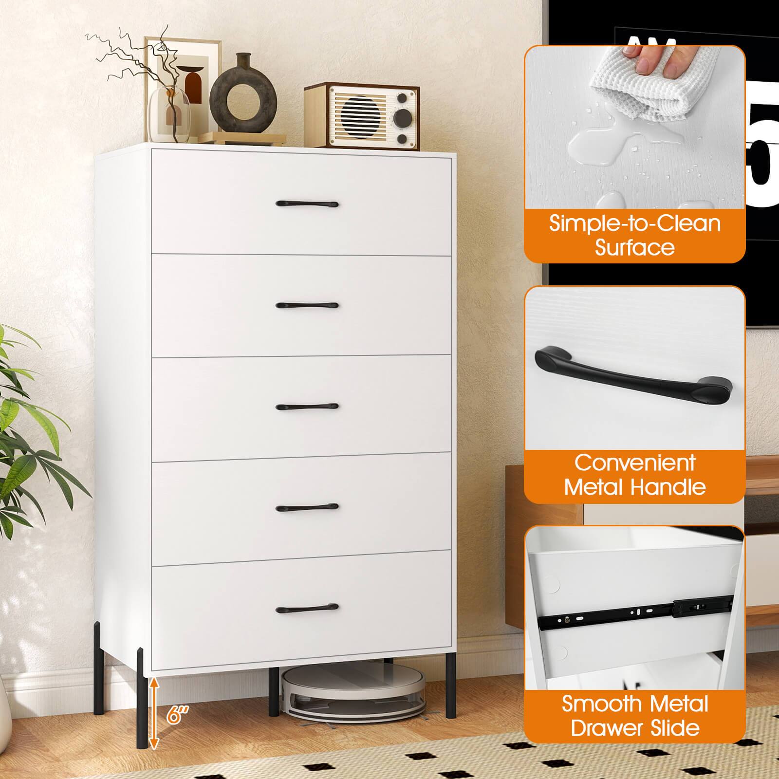 - Simple-to-Clean Surface
- Convenient Metal Handle
- 6" Smooth Metal Drawer Slide