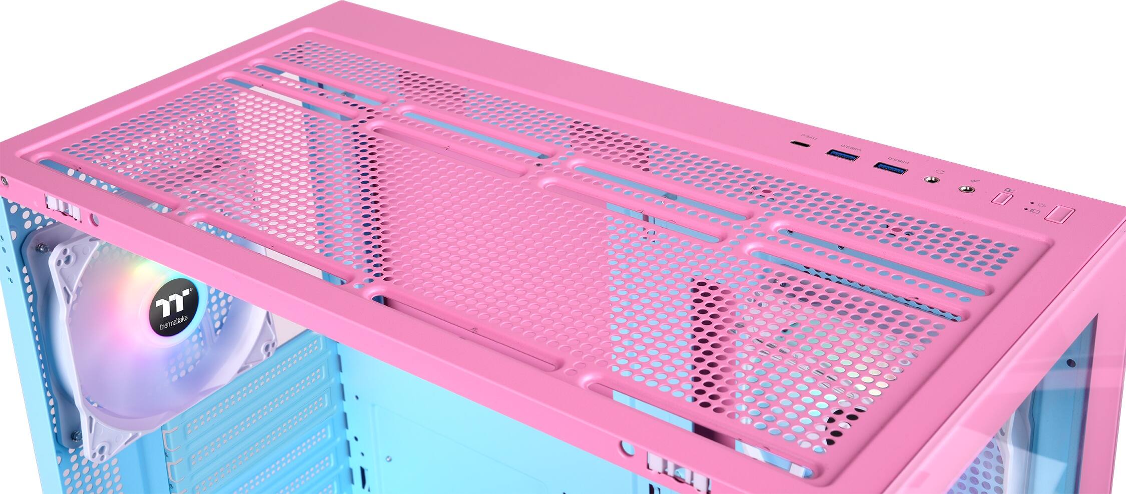 Alt View 9. Thermaltake - View 270 Plus TG ARGB E-ATX Mid-Tower PC Case - Bubble Pink.