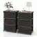 Front. Costway - 2PCS Fabric Bedside Table 3 Drawers Nightstand Small Dresser Bedroom Living Room - Black/Rustic Brown.