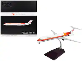 GeminiJets - McDonnell Douglas MD-81 Frontier Airlines (N859HA) White with Red Orange Stripes Gemini 200 Series 1/200 Airplane - White ,Red, Orange