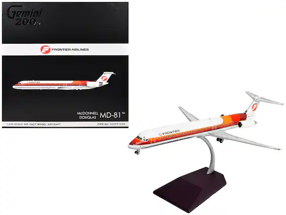 Gemini 200
FRONTIER AIRLINES
McDONNELL DOUGLAS MD-81
1:200 SCALE DIE-CAST MODEL AIRCRAFT
ITEM NO. G2FFT1359