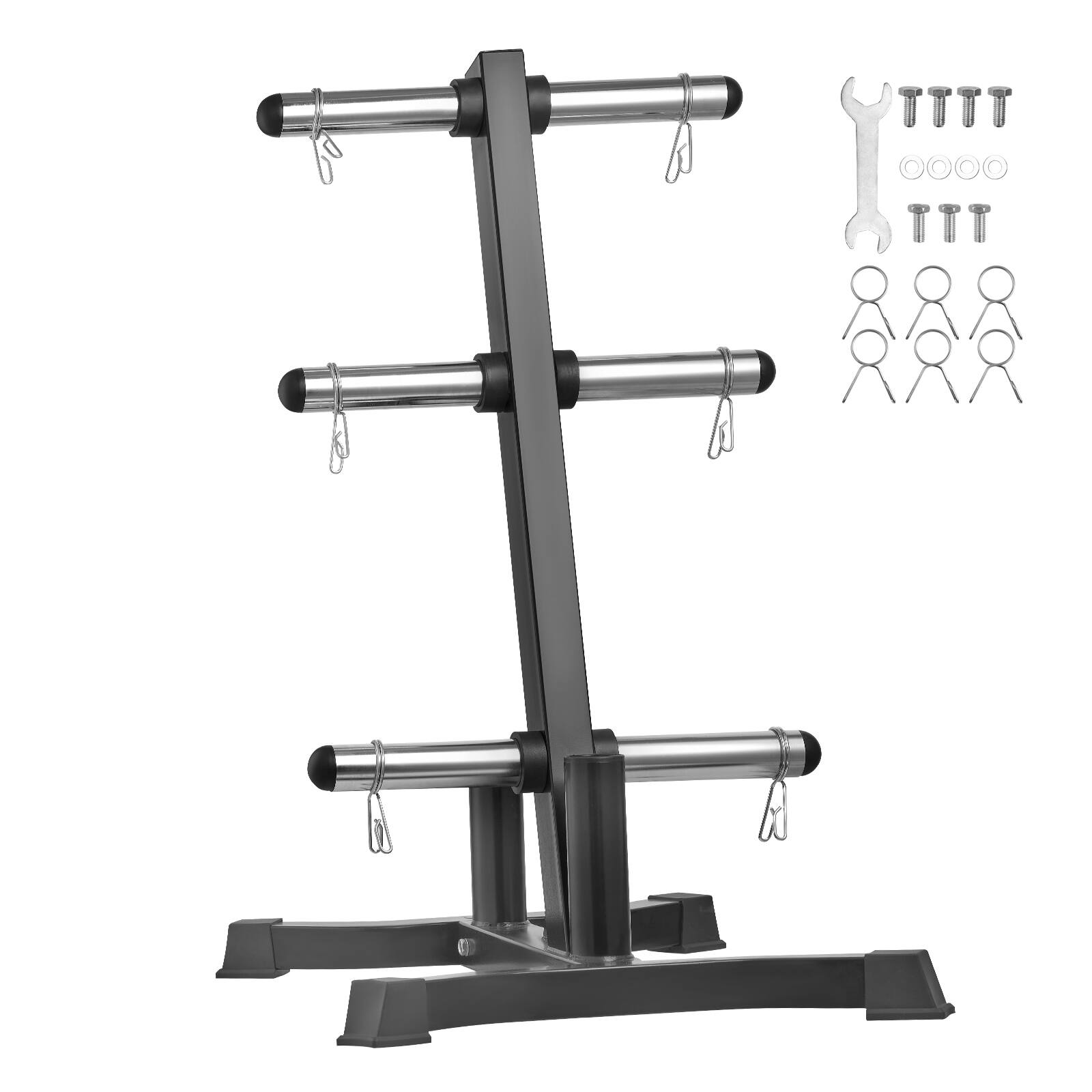 Front. VEVOR - Weight Plate Rack, L Frame Weight Plate Tree for 2-Inch Weight Plates, Standard Weight Plate Tree - Black (Powder Coated Gloss Finish).