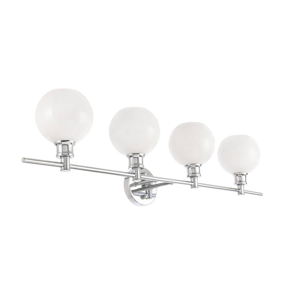 Alt View 3. Living District - Collier 4 light Chrome and Frosted white glass Wall sconce - Chrome And Frosted White Glass.