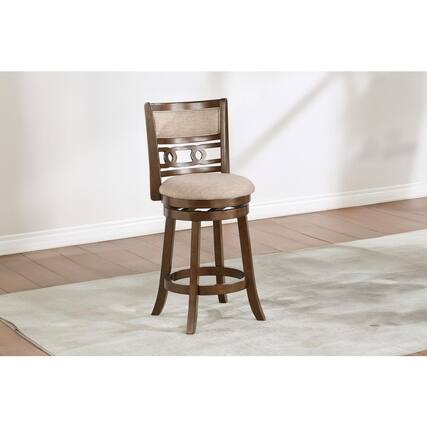 Front. New Classic Furniture - Gia 24" Solid Wood Swivel Counter Stool with Fabric Seat in Cherry - Cherry.