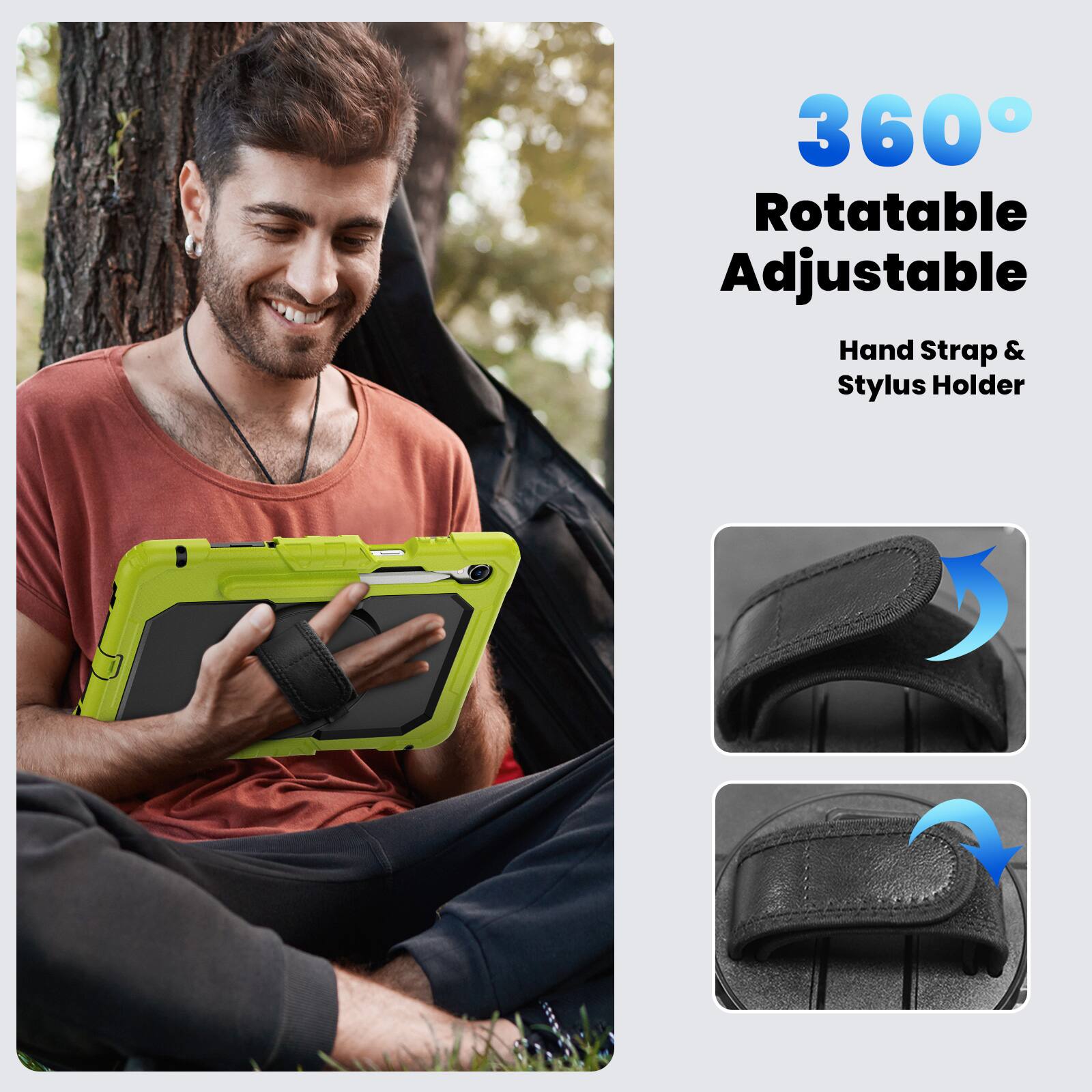 360° Rotatable Adjustable Hand Strap & Stylus Holder