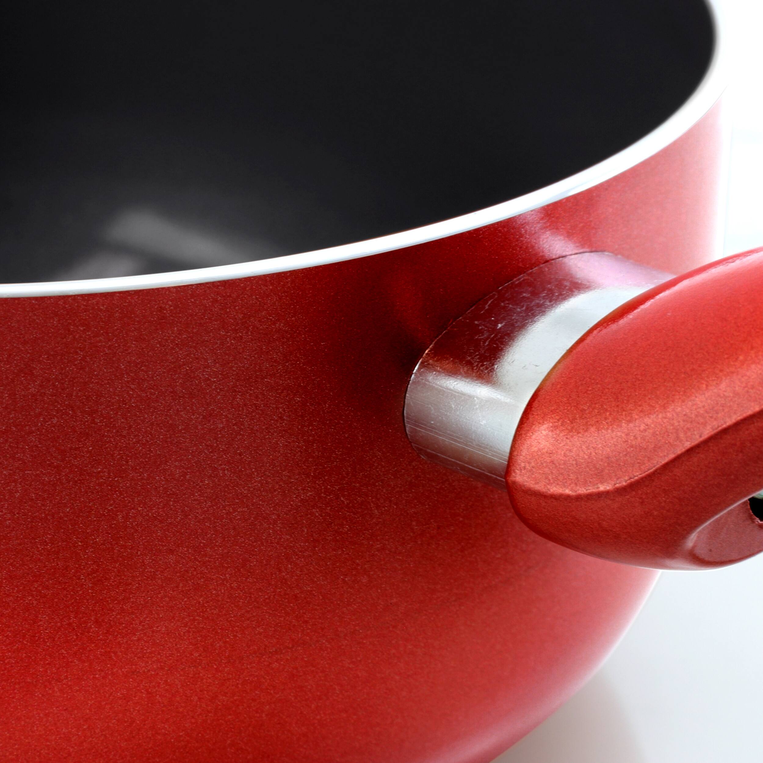 Alt View 4. Better Chef - Better Chef 1.5 Quart Ceramic Coated Saucepan in Red with Glass Lid - Red.