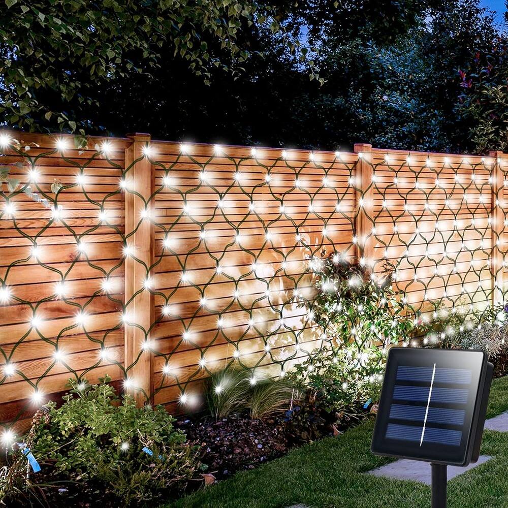 Front. RTMB - Bush Net Lights, Outdoor Mesh Lights, Auto On/Off, 8 Modes (Cool White) - 100LED-White.