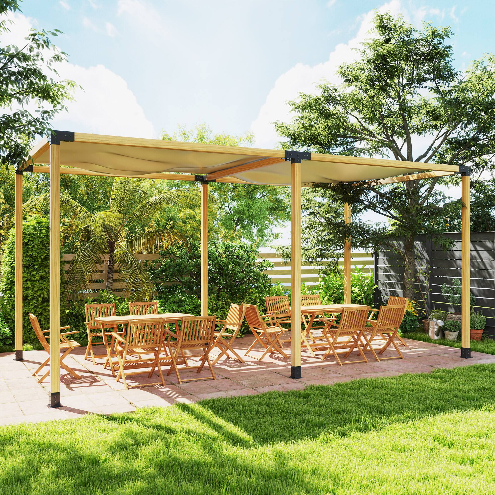 Alt View 5. Outsunny - DIY Pergola Kit, Pergola Brackets with 3-Way & 4-Way Corner Brackets and Post Base for 4" x 4" - Black.