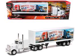 New Ray - Peterbilt 379 Truck with Dry Van Trailer "Truckers Rule America" "Long Haul Truckers" Series 1/32 - White