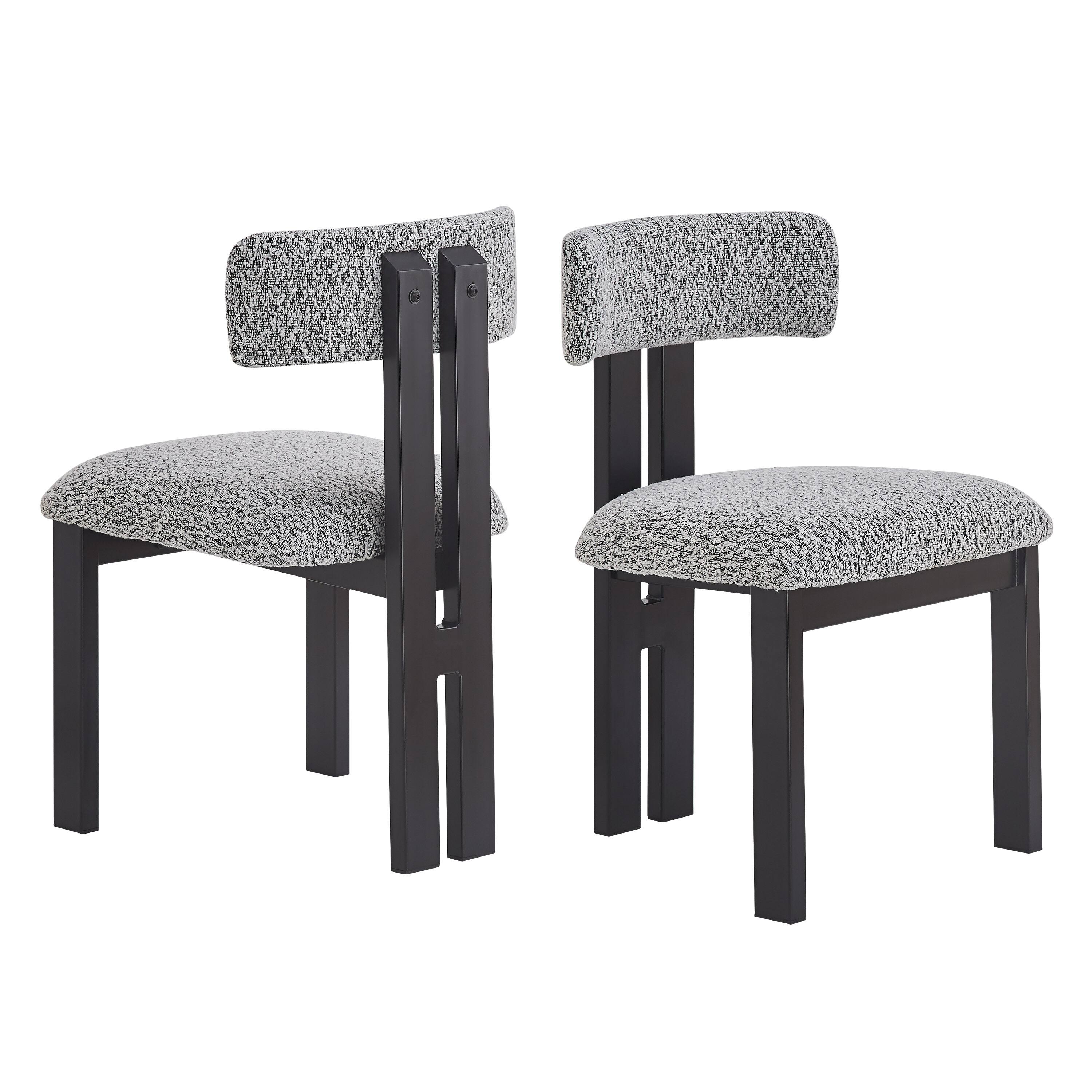 Alt View 1. TinyHomie - Upholstered Armless Dining Chairs With Metal Legs Set of 2 Black White - Black White.