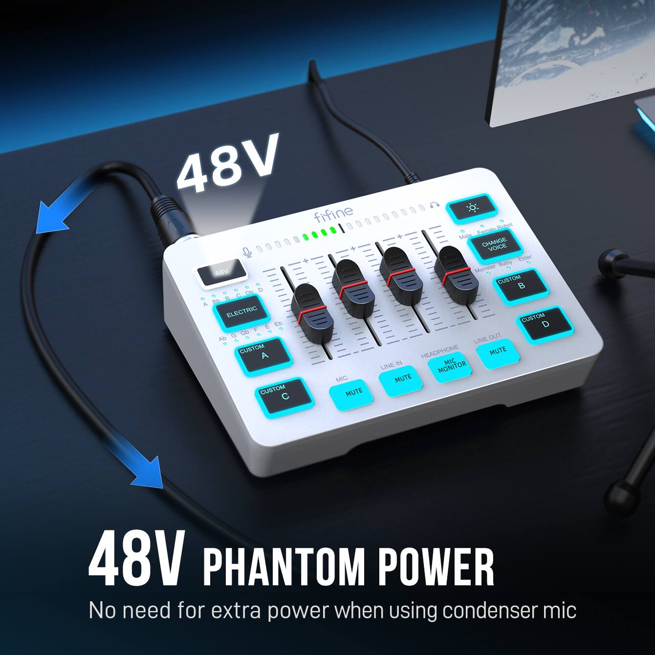 FIFINE USB Audio Interface- RGB Audio Mixer for Gaming, Streaming White SC3W - Best Buy