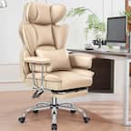 Front. KERDOM - Ergonomic Big and Tall Office Chair with Footrest, Soft High Back Executive Beautiful PU Leather Computer Chair - Khaki.