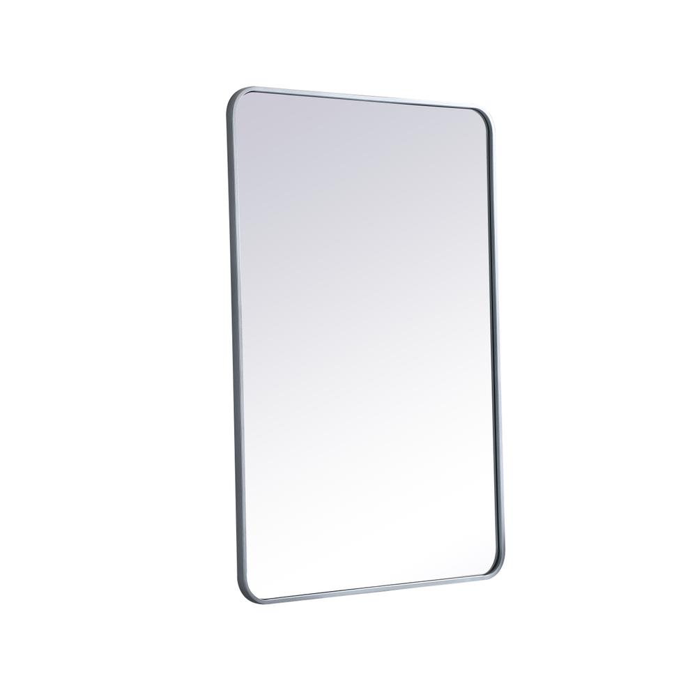 Left. Elegant Decor - Soft corner metal rectangular mirror 28x42 inch in Silver - Silver.