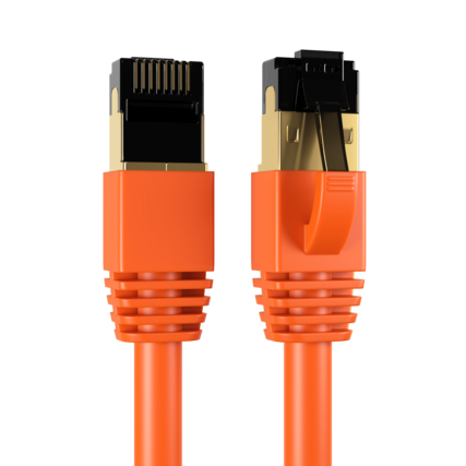 Front. Cables Direct Online - Cat8 Ethernet Cable 50FT, 40Gbps High-Speed RJ45 Shielded Copper Cord for Router, PC & Gaming - Orange.