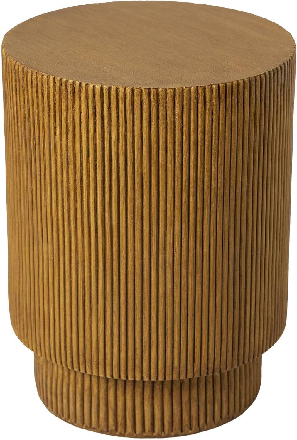 Alt View 2. LeisureMod - Eden Modern Stone Top Round Side Table, Indoor/Outdoor Weather Resistant Accent Table, Fully Assembled - Brown.