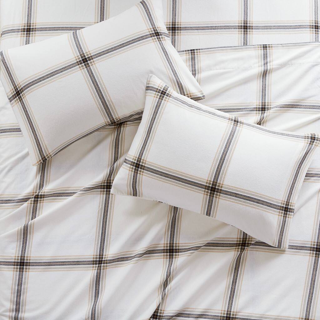 Alt View 3. Gracie Mills - Gracie Mills Kayce Flannel Sheet Set - Tan Plaid.