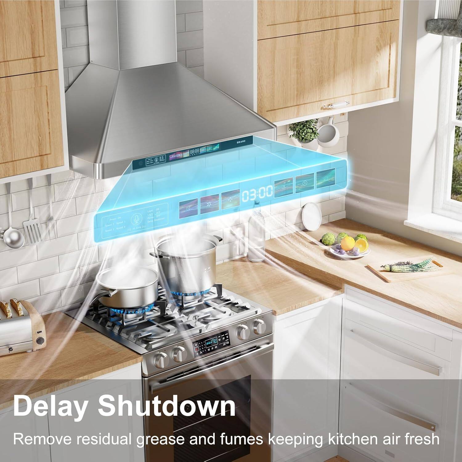 Delay Shutdown  
Remove residual grease and fumes keeping kitchen air fresh