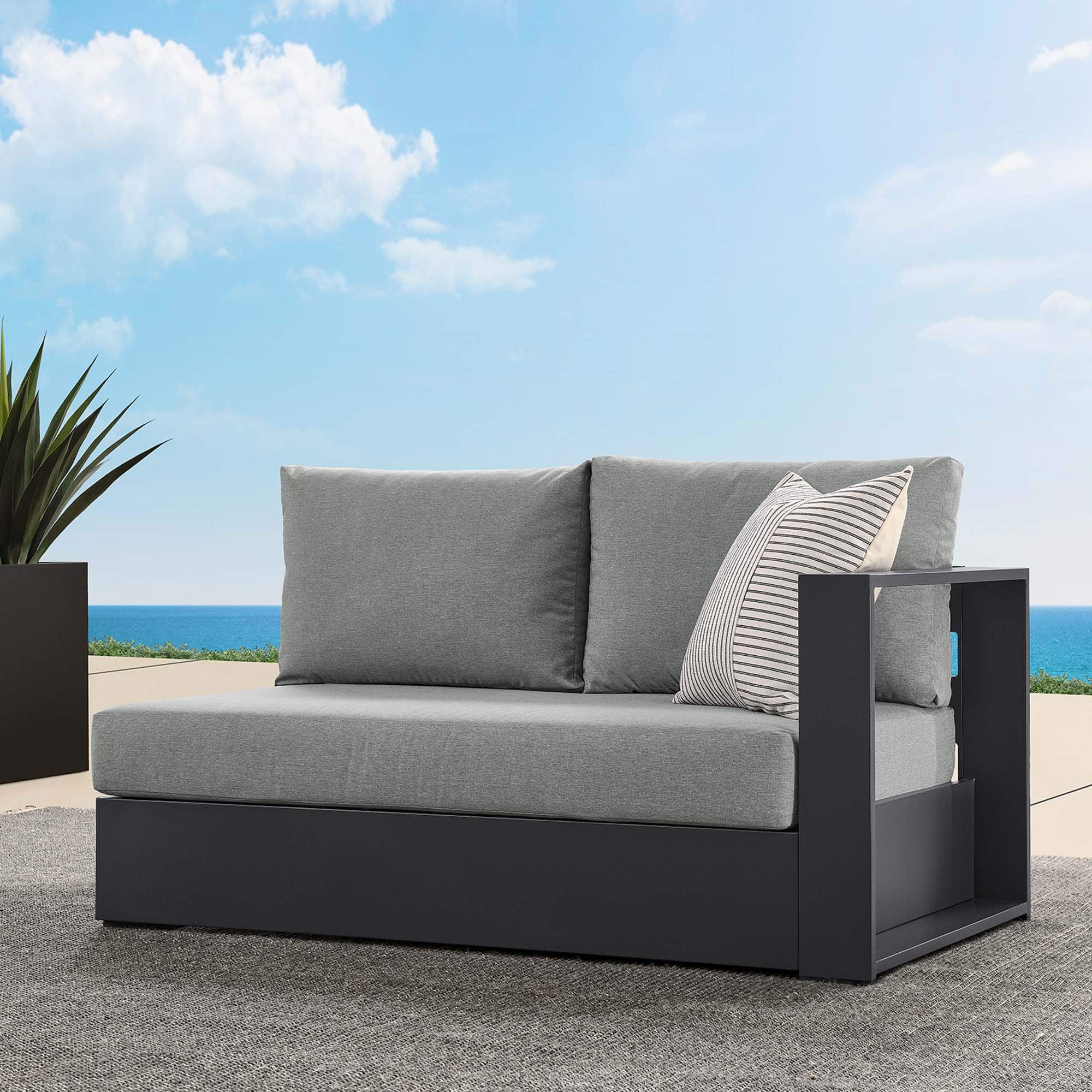 Tahoe Outdoor Patio Powder-Coated Aluminum Modular Right-Facing Loveseat by Modway - Gray Gray