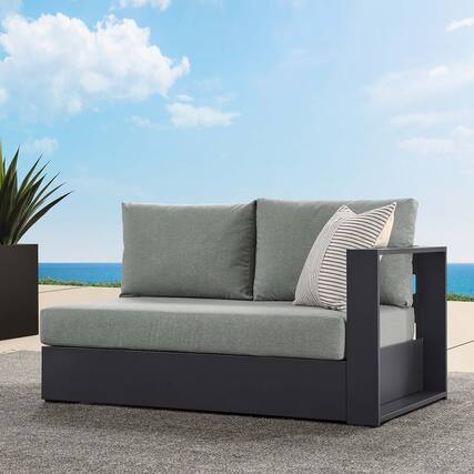 Front. Modway - Tahoe Outdoor Patio Powder-Coated Aluminum Modular Right-Facing Loveseat by Modway - Gray Gray.